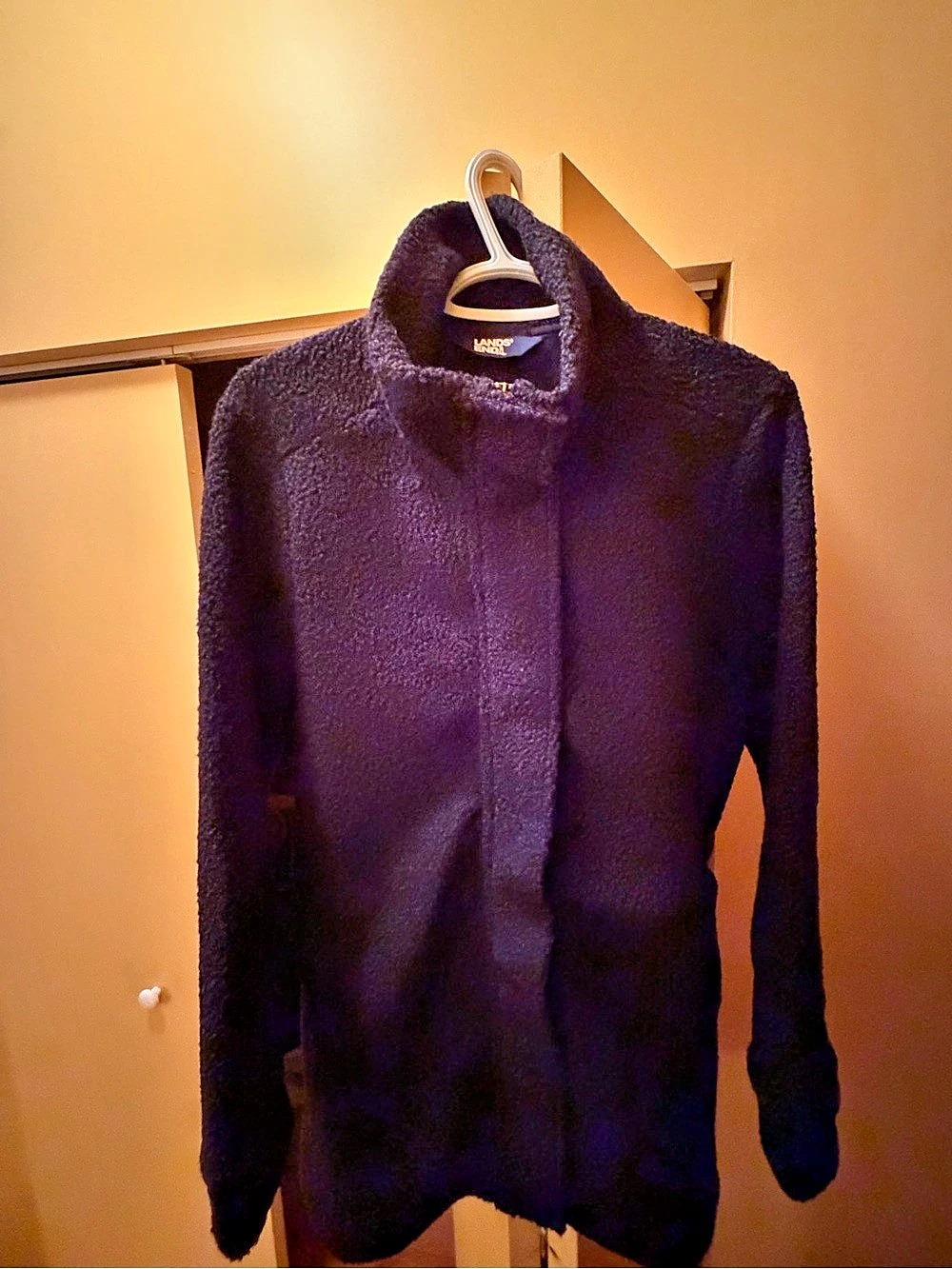 Lands' End Black Teddy/Boucle Jacket